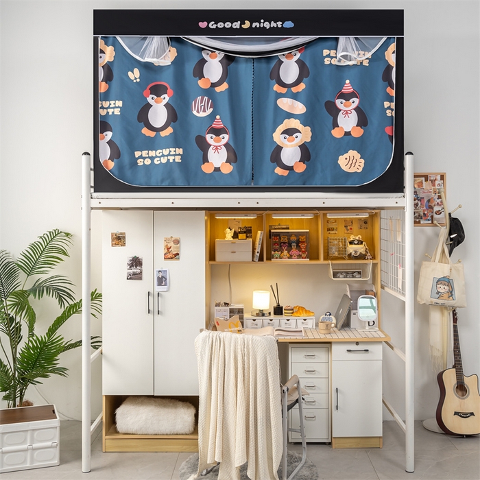 91家纺网 家纺一手货源 找家纺 新太阳蚊帐 2025新款卡通学生遮光床帘 奇趣企鹅