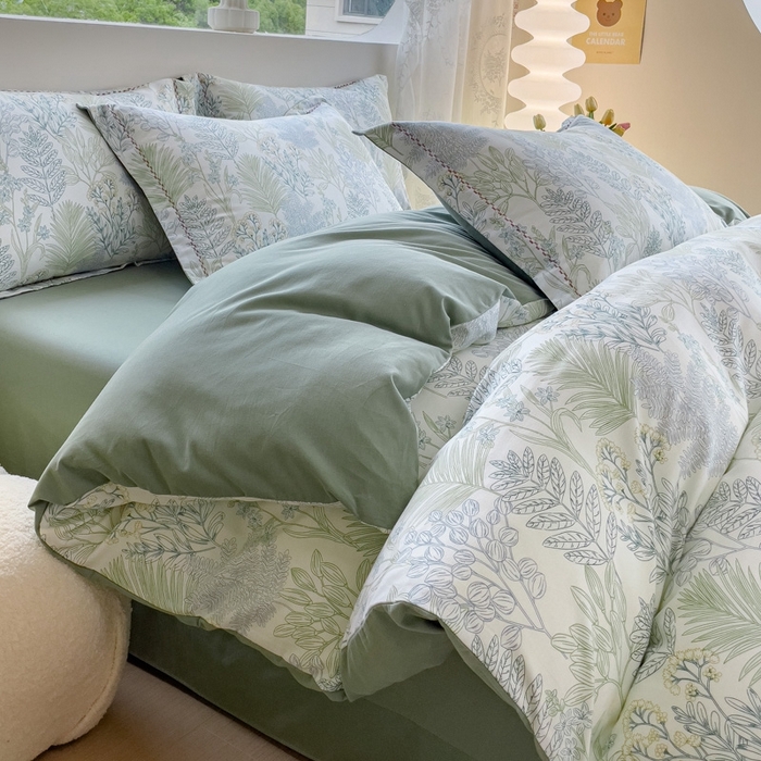 91家纺网 家纺一手货源 找家纺 帅露家纺 2025新款全棉超柔加厚生态磨毛四件套  晨晓-绿