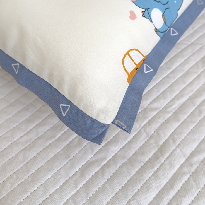 91家纺网 家纺一手货源 找家纺 2024新款A类133x72铂金全棉枕套枕头枕芯七彩童年系列 枕套+枕芯-棚拍图 小胖龙