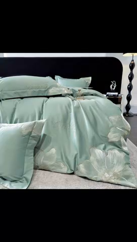 91家纺网 家纺一手货源 找家纺 （总）宅家居 2024新款莫奈花园系列-轻奢小香风双面纯棉刺绣长绒棉四件套