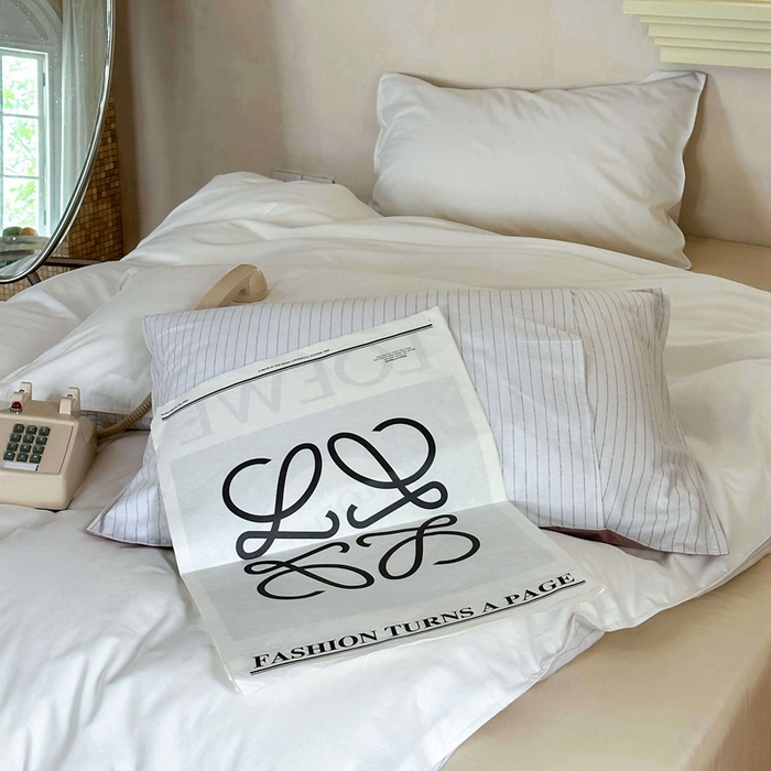 91家纺网 家纺一手货源 找家纺 时年家纺 2024新款40毛巾绣全工艺水洗全棉系列四件套（充值会员优惠5元） 象牙条