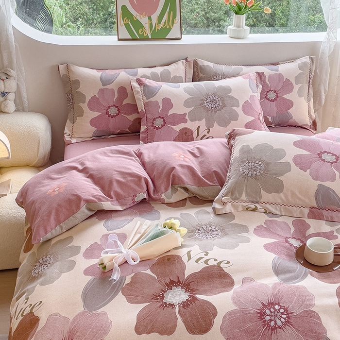 91家纺网 家纺一手货源 找家纺 帅露家纺 2025新款全棉超柔加厚生态磨毛四件套  半月时光