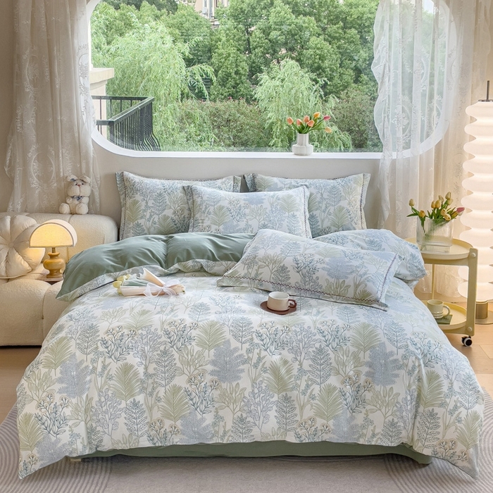 91家纺网 家纺一手货源 找家纺 帅露家纺 2025新款全棉超柔加厚生态磨毛四件套  晨晓-绿