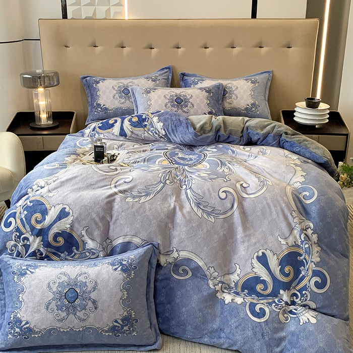 91家纺网 家纺一手货源 找家纺 喜梦缘 2025新款大版花卉牛奶绒四件套 巴塞罗娜