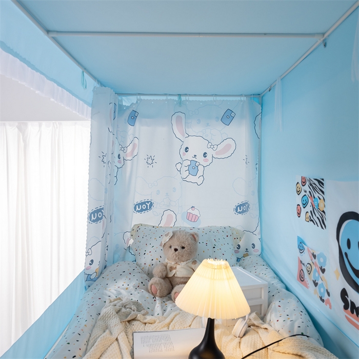 91家纺网 家纺一手货源 找家纺 新太阳蚊帐 2025新款卡通学生遮光床帘 花边款小狗