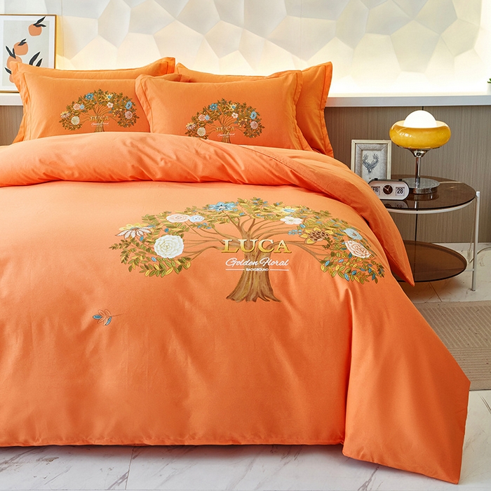 91家纺网 家纺一手货源 找家纺 雲归梦 2024新款加厚全棉生态磨毛大版四件套 光年之外 桔