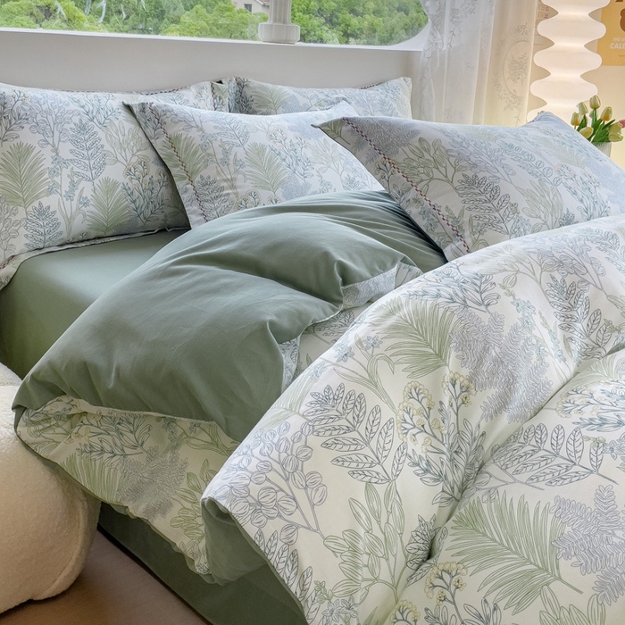 91家纺网 家纺一手货源 找家纺 帅露家纺 2025新款全棉超柔加厚生态磨毛四件套  晨晓-绿