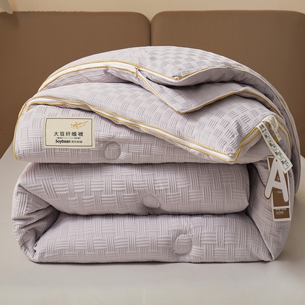 91家纺网 家纺一手货源 找家纺 星航家纺 2025新款A类针织棉华夫格大豆被子母被子（真正A类针织棉）华夫格子母被 浅灰