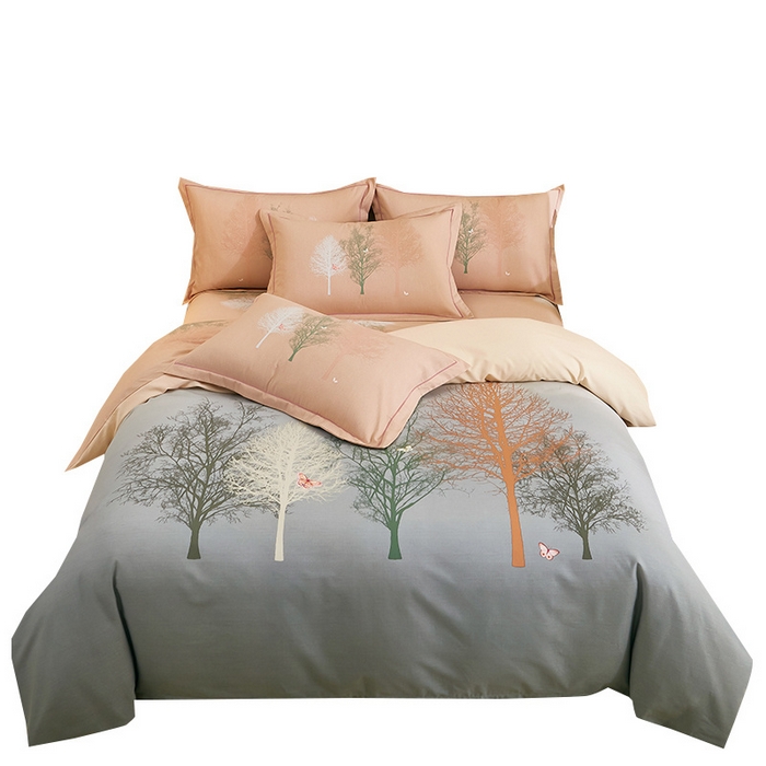 91家纺网 家纺一手货源 找家纺 雲归梦 2024新款加厚全棉生态磨毛大版四件套 墨染锦年-灰