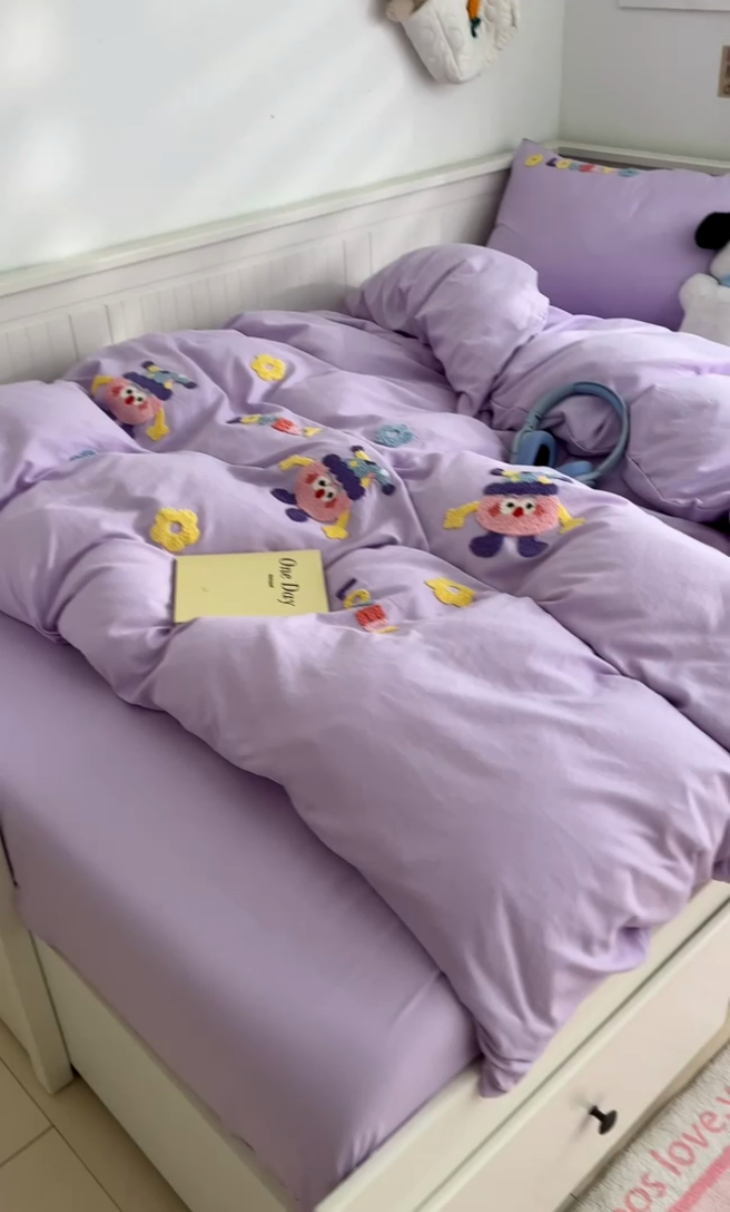 91家纺网 家纺一手货源 找家纺 海岛哥哥 2024新款云柔棉毛巾绣 四件套 毛巾绣-马戏团