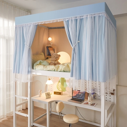 91家纺网 家纺一手货源 找家纺 （总）海虹蚊帐 2025新款双导轨强遮光非涂层静电植绒环保透气床帘款学生蚊帐