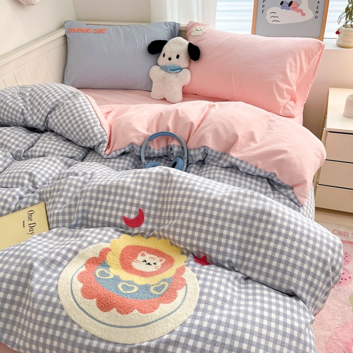 91家纺网 家纺一手货源 找家纺 海岛哥哥 2025新款云柔棉毛巾绣 四件套 毛巾绣-甜蜜蛋糕