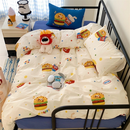 美乐迪家纺 2024新款全棉印花混搭系列四件套 可乐汉堡