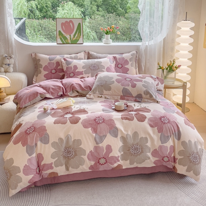 91家纺网 家纺一手货源 找家纺 帅露家纺 2025新款全棉超柔加厚生态磨毛四件套  半月时光