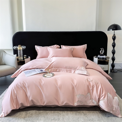 91家纺网 家纺一手货源 找家纺 （总）宅家居 2024新款莫奈花园系列-轻奢小香风双面纯棉刺绣长绒棉四件套