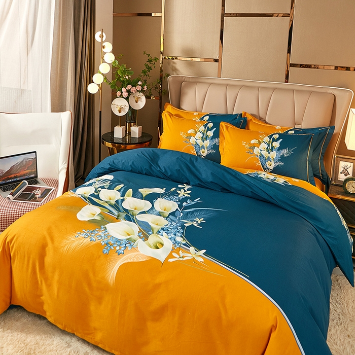 91家纺网 家纺一手货源 找家纺 雲归梦 2024新款加厚全棉生态磨毛大版四件套 曲意风华