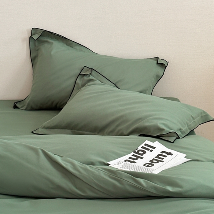 91家纺网 家纺一手货源 找家纺 梦享生活家居 2024新款Ａ类50支全棉磨毛密拷边四件套系列 密拷边翡翠绿