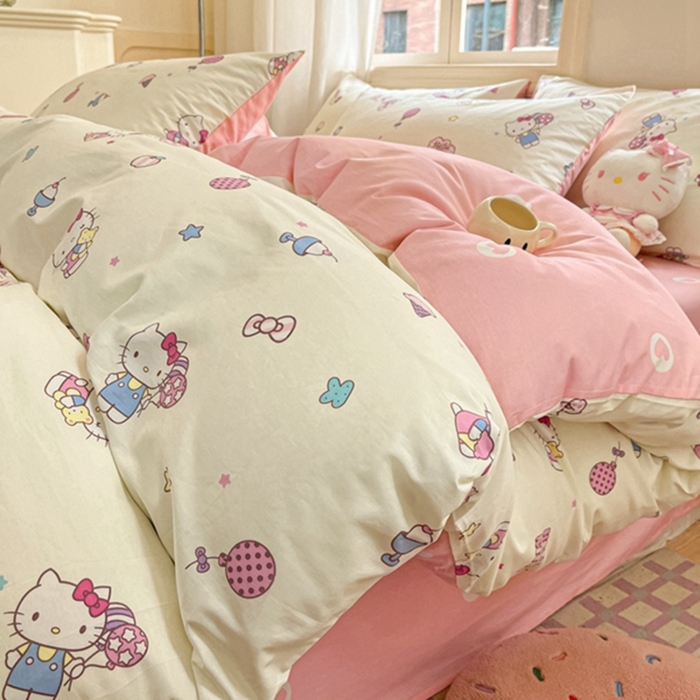 91家纺网 家纺一手货源 找家纺 博雅 2024新款三丽鸥全棉印花卡通四件套 美美KT