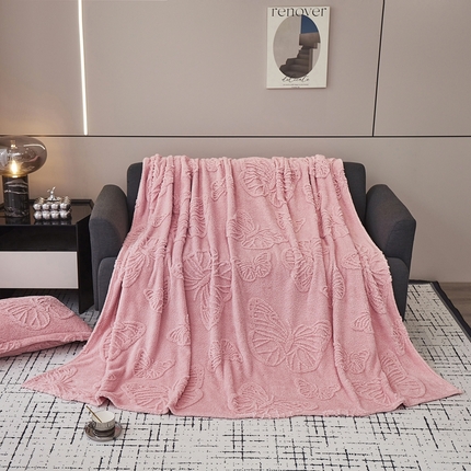 91家纺网 家纺一手货源 找家纺 （总）肖恩毯业 2025新款加厚高克重塔芙绒提花毛毯-蝴蝶系列（跨境外贸电商）