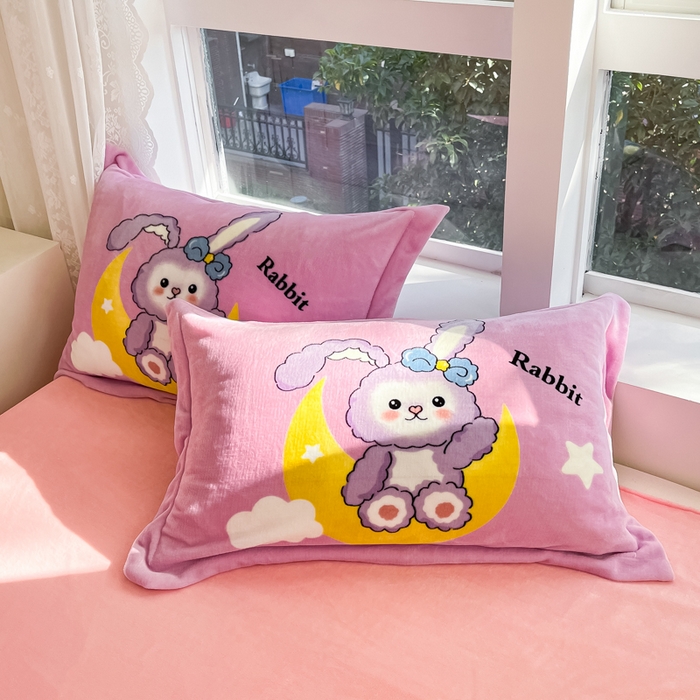 91家纺网 家纺一手货源 找家纺 喜梦缘-2025新款大版卡通牛奶绒四件套 公主兔