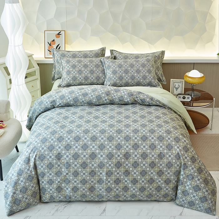 91家纺网 家纺一手货源 找家纺 雲归梦 2024新款加厚全棉生态磨毛大版四件套 利奥 灰