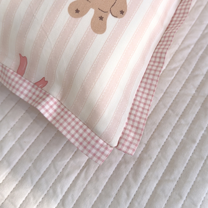 91家纺网 家纺一手货源 找家纺 2024新款A类133x72铂金全棉枕套枕头枕芯七彩童年系列 枕套+枕芯-棚拍图 丹妮小熊