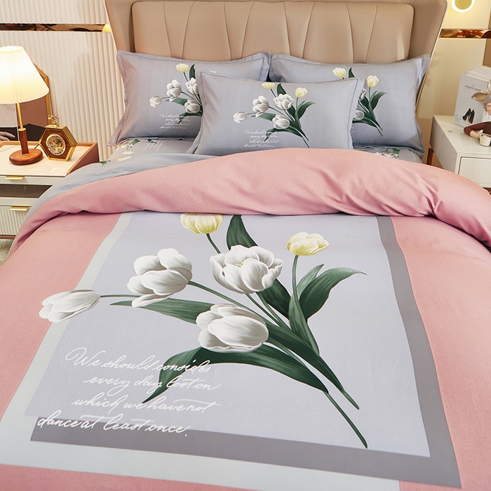 91家纺网 家纺一手货源 找家纺 雲归梦 2024新款加厚全棉生态磨毛大版四件套 含香-粉