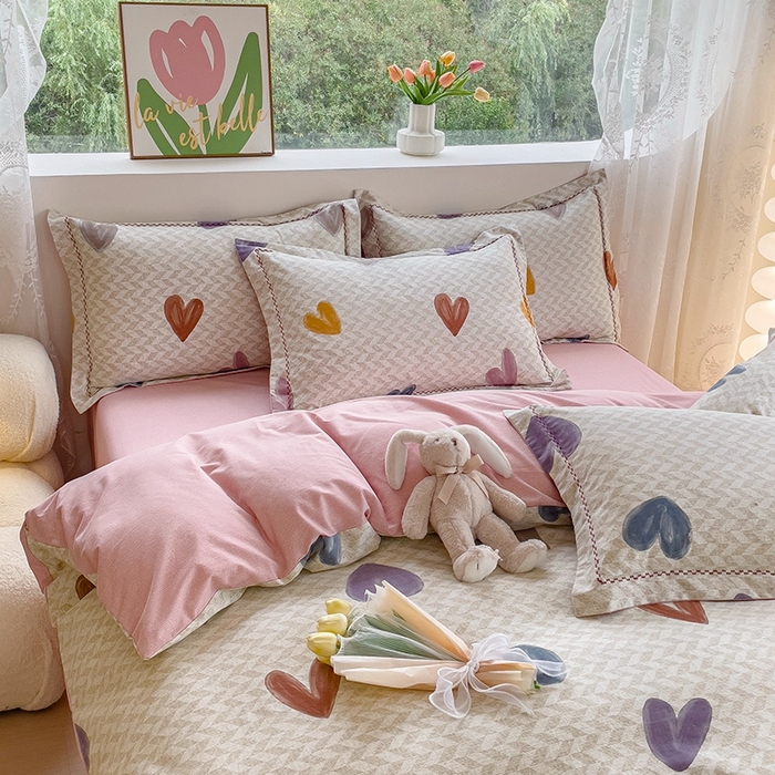 91家纺网 家纺一手货源 找家纺 帅露家纺 2025新款全棉超柔加厚生态磨毛四件套  爱相拥