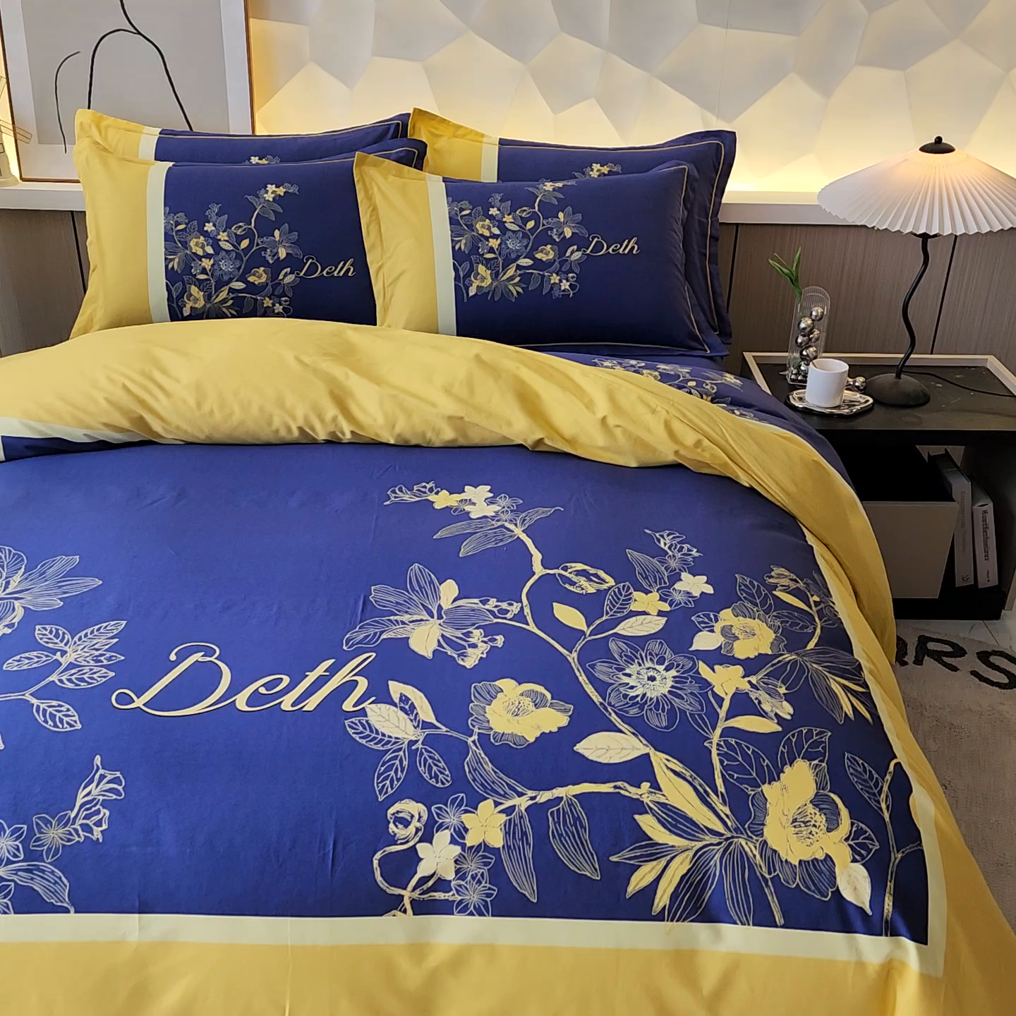 91家纺网 家纺一手货源 找家纺 雲归梦 2024新款加厚全棉生态磨毛大版四件套 天籁之音 黄