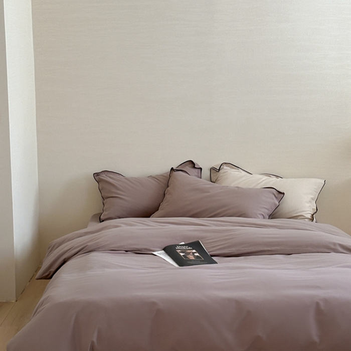 91家纺网 家纺一手货源 找家纺 梦享生活家居 2024新款Ａ类50支全棉磨毛密拷边四件套系列 密拷边深棕色