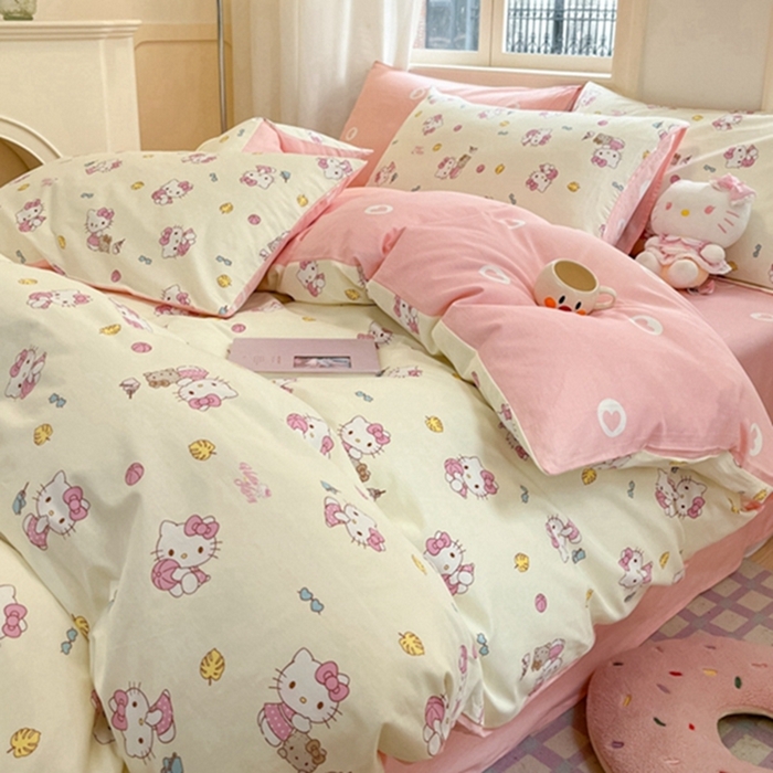 91家纺网 家纺一手货源 找家纺 博雅 2024新款三丽鸥全棉印花卡通四件套 可爱KT