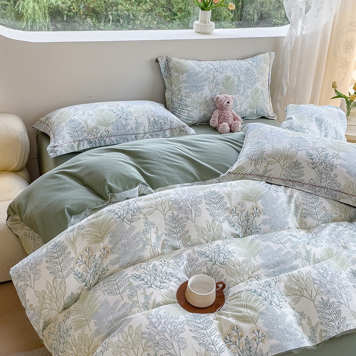 91家纺网 家纺一手货源 找家纺 帅露家纺 2025新款全棉超柔加厚生态磨毛四件套  晨晓-绿