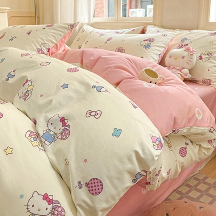 91家纺网 家纺一手货源 找家纺 博雅 2024新款三丽鸥全棉印花卡通四件套 美美KT