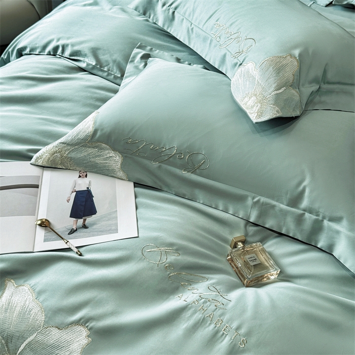 91家纺网 家纺一手货源 找家纺 （总）宅家居 2024新款莫奈花园系列-轻奢小香风双面纯棉刺绣长绒棉四件套