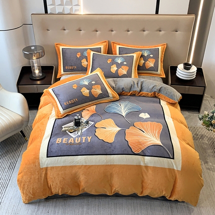 91家纺网 家纺一手货源 找家纺 喜梦缘 2025新款大版花卉牛奶绒四件套 三生有杏