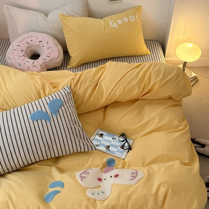 91家纺网 家纺一手货源 找家纺 （总）洋铭区（原狠狠爱）2024新款水洗棉毛巾绣四件套