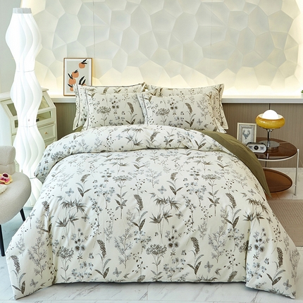 91家纺网 家纺一手货源 找家纺 雲归梦 2024新款加厚全棉生态磨毛大版四件套 飘絮 米