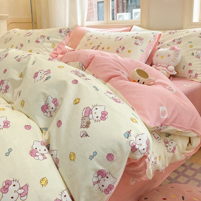 91家纺网 家纺一手货源 找家纺 博雅 2024新款三丽鸥全棉印花卡通四件套 可爱KT