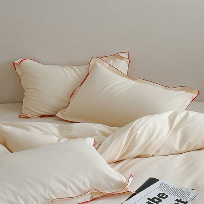 91家纺网 家纺一手货源 找家纺 梦享生活家居 2024新款Ａ类50支全棉磨毛密拷边四件套系列 密拷边奶茶色