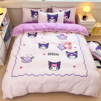 91家纺网 家纺一手货源 找家纺 孩子王家纺 2025新款三丽鸥系列全棉活性大版印花卡通学生宿舍四件套（第二批） 精灵库洛米