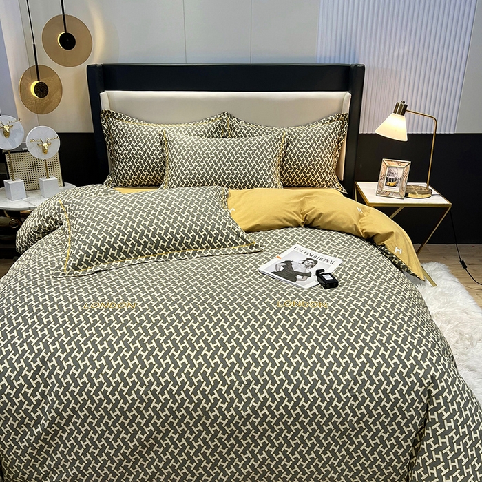 91家纺网 家纺一手货源 找家纺 雲归梦 2024新款加厚全棉生态磨毛大版四件套 卡尔玛-黄