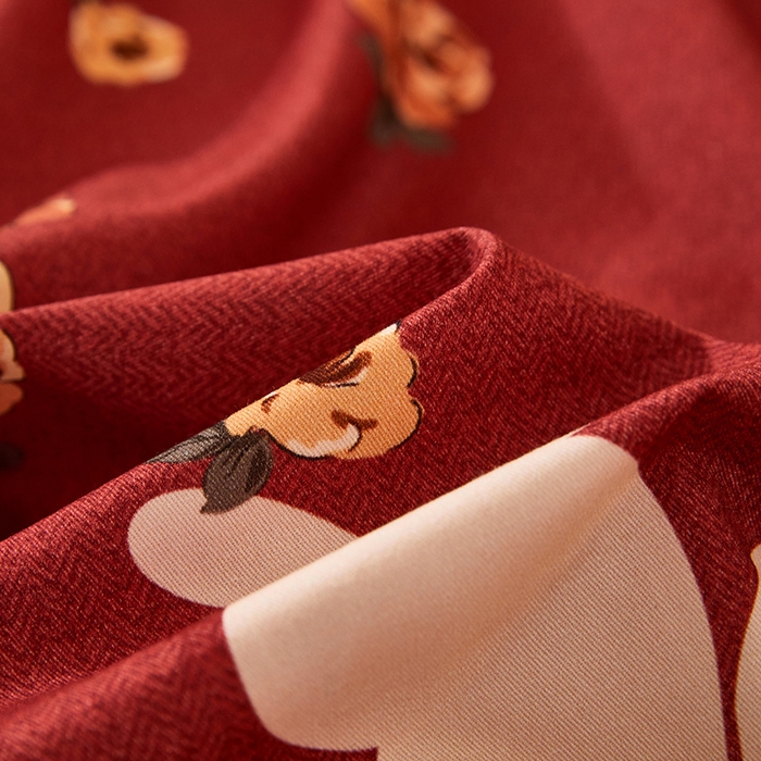 91家纺网 家纺一手货源 找家纺 雲归梦 2024新款加厚全棉生态磨毛大版四件套 快乐节奏 红