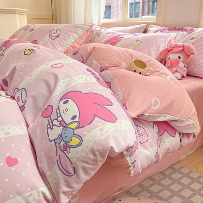 91家纺网 家纺一手货源 找家纺 博雅 2024新款三丽鸥全棉印花卡通四件套 魔法美乐蒂