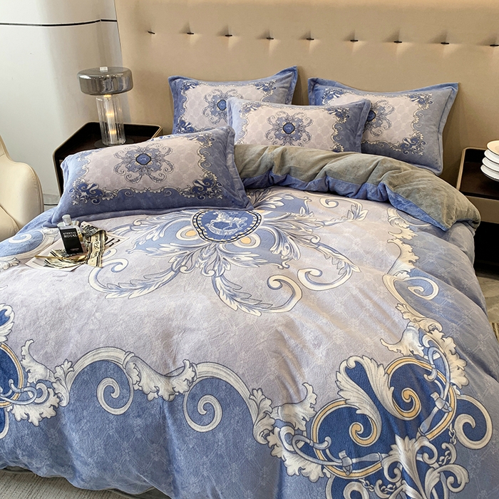 91家纺网 家纺一手货源 找家纺 喜梦缘 2025新款大版花卉牛奶绒四件套 巴塞罗娜