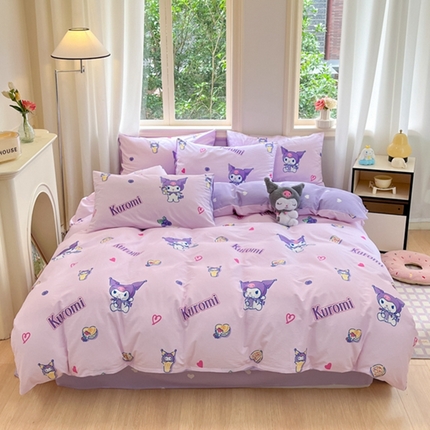 博雅 2024新款三丽鸥全棉印花卡通四件套 多彩库洛米AB版