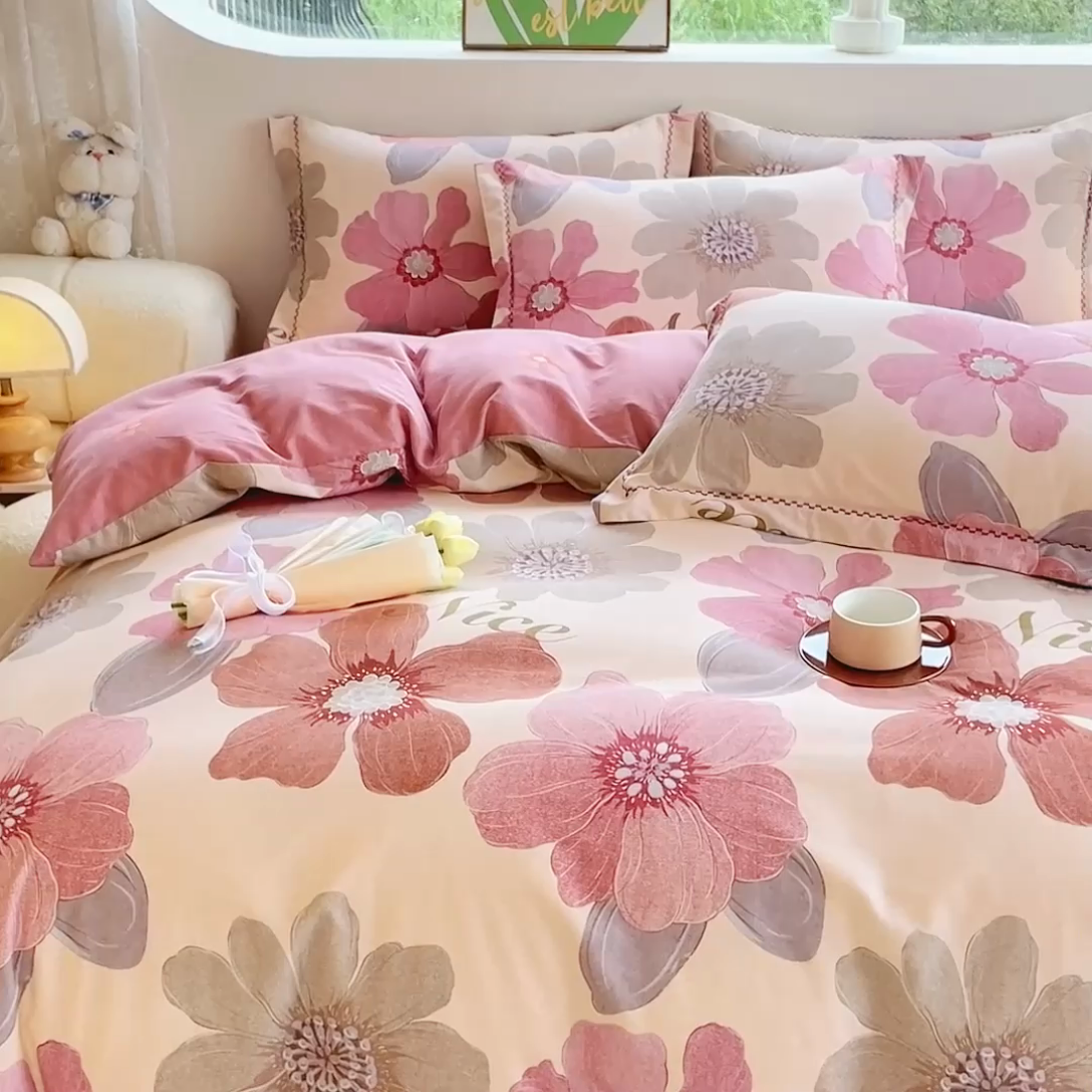 91家纺网 家纺一手货源 找家纺 帅露家纺 2025新款全棉超柔加厚生态磨毛四件套  半月时光