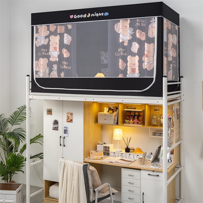 91家纺网 家纺一手货源 找家纺 新太阳蚊帐 2025新款卡通学生遮光床帘 烘焙熊熊