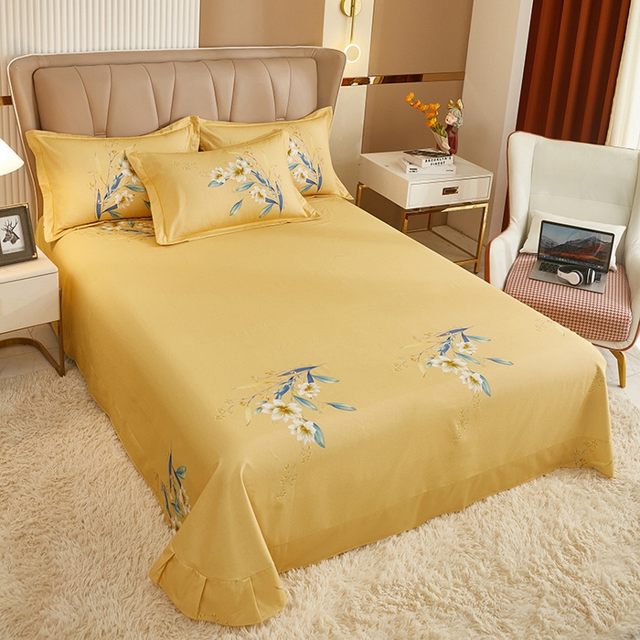 91家纺网 家纺一手货源 找家纺 雲归梦 2024新款加厚全棉生态磨毛大版四件套 醉花听风-桔