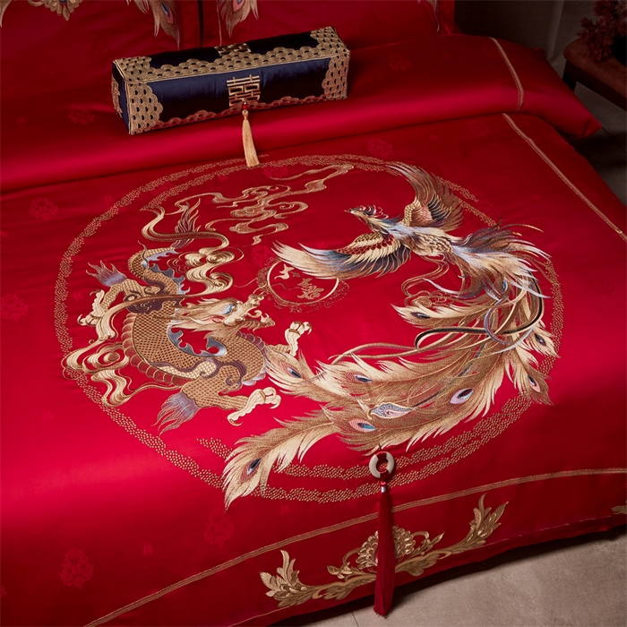 91家纺网 家纺一手货源 找家纺 宏羽纺家纺 2024新款高支高密纯棉提花婚庆套件系列（控价680）喜事将至