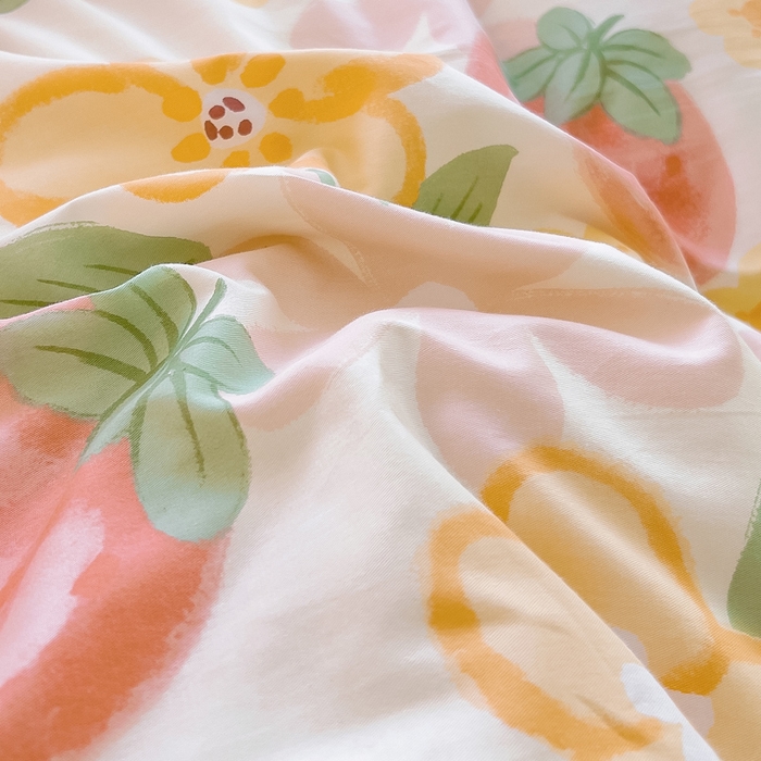 91家纺网 家纺一手货源 找家纺 2024新款全棉加牛奶绒四件套单被套系列-单被套 笑脸草莓